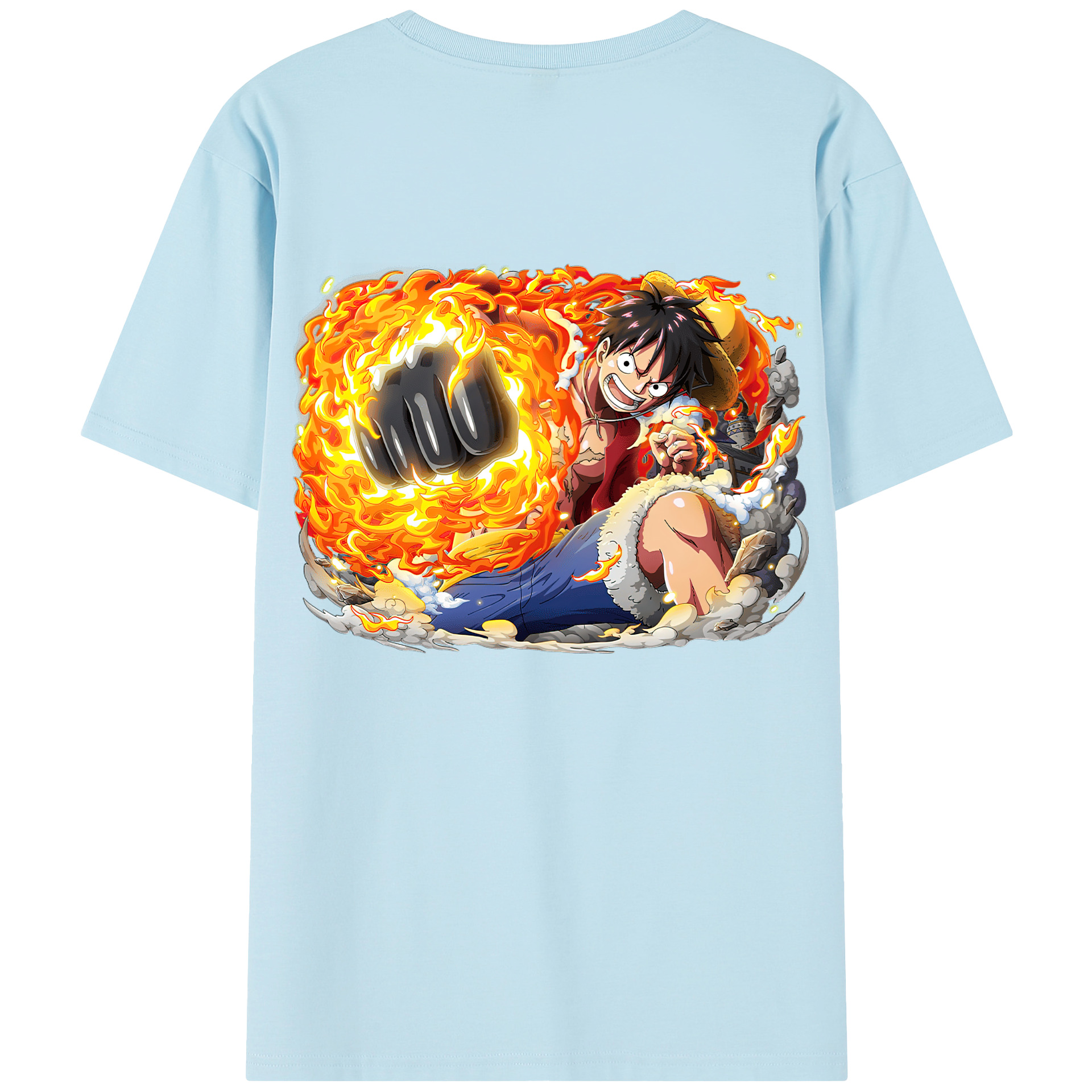 ワンピース モンキー・D・ルフィ ONE PIECE Monkey D. Luffy 綿100％半袖Tシャツ（背面プリント）